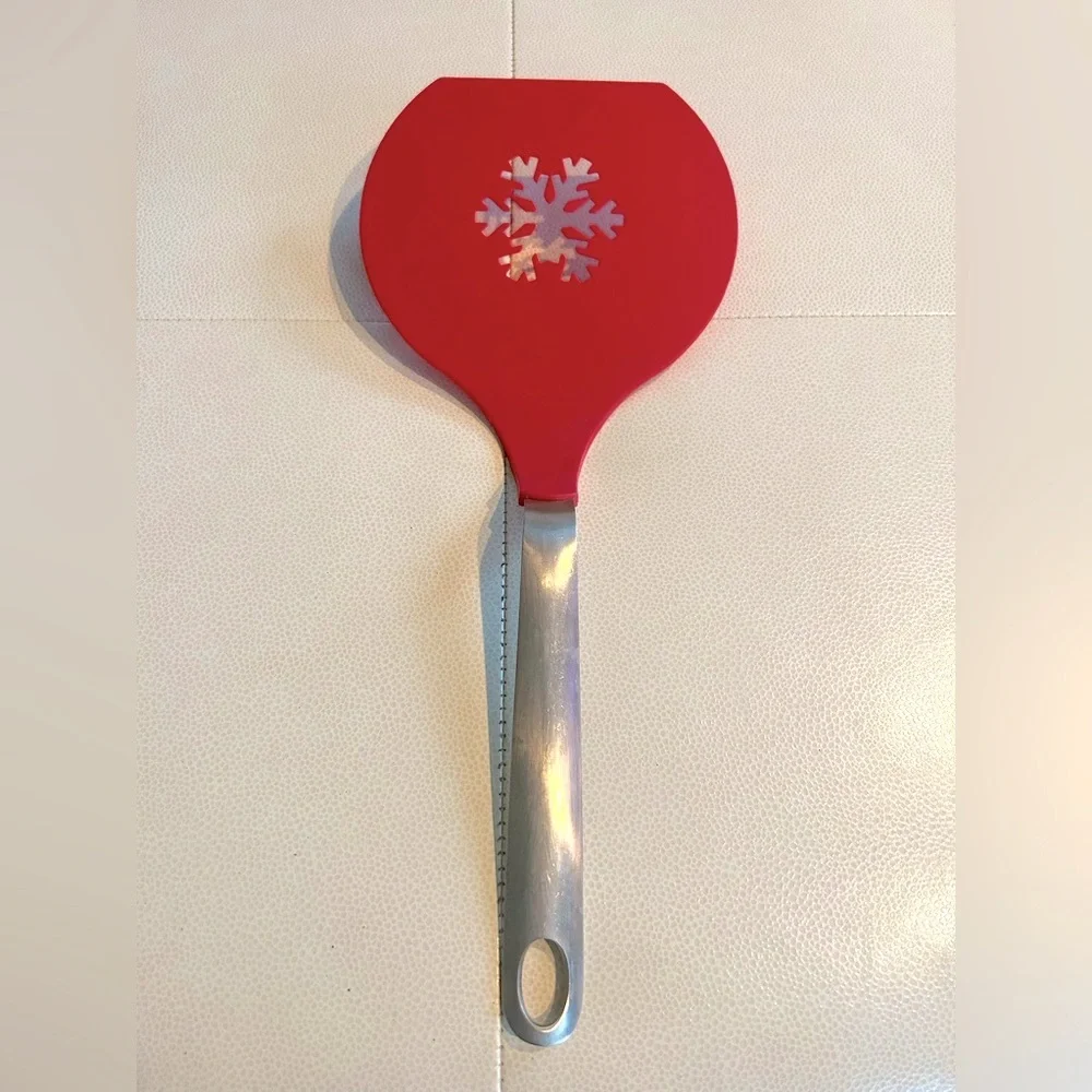 Crate & Barrel Oversized Snowflake Spatula-Red Kitchen Utensil Flapjack Pancake